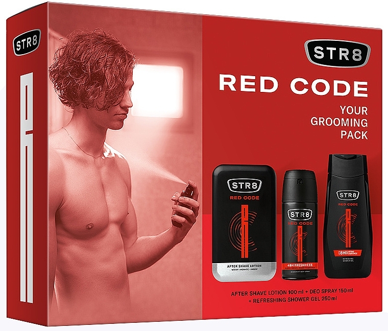 STR8 Red Code - Zestaw (ash/lot 100 ml + deo 150 ml + sh/gel 250 ml) — Zdjęcie N1