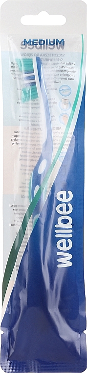 Szczoteczka do zębów, średnio twarda, turkusowo-niebieska - Wellbee — Zdjęcie N1