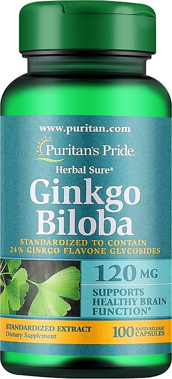 Suplement diety Ginkgo Biloba 120 mg, kapsułki - Puritan's Pride Ginkgo Biloba — Zdjęcie N1