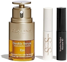 Zestaw - Clarins Programme Double Serum Eye Set (eye/ser/20ml + mascara/3ml + lash/ser/3ml + bag) — Zdjęcie N1