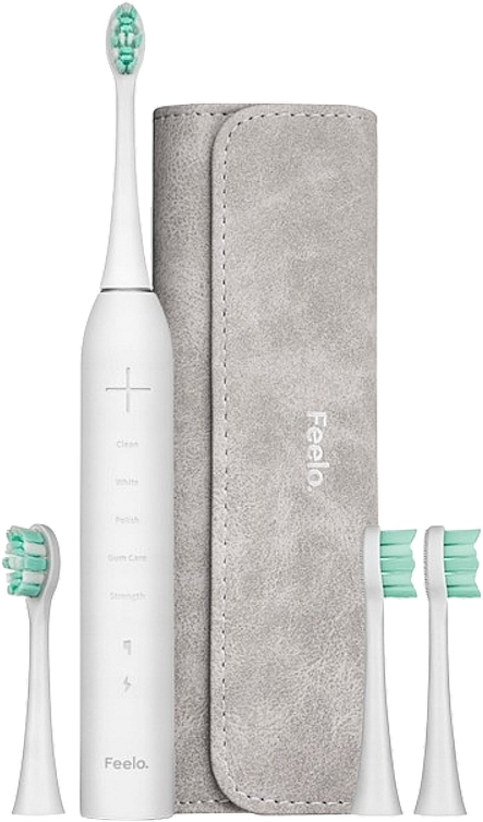 Elektryczna szczoteczka do zębów, biała - Feelo Pro Sonic Toothbrush Premium Set  — Zdjęcie N2