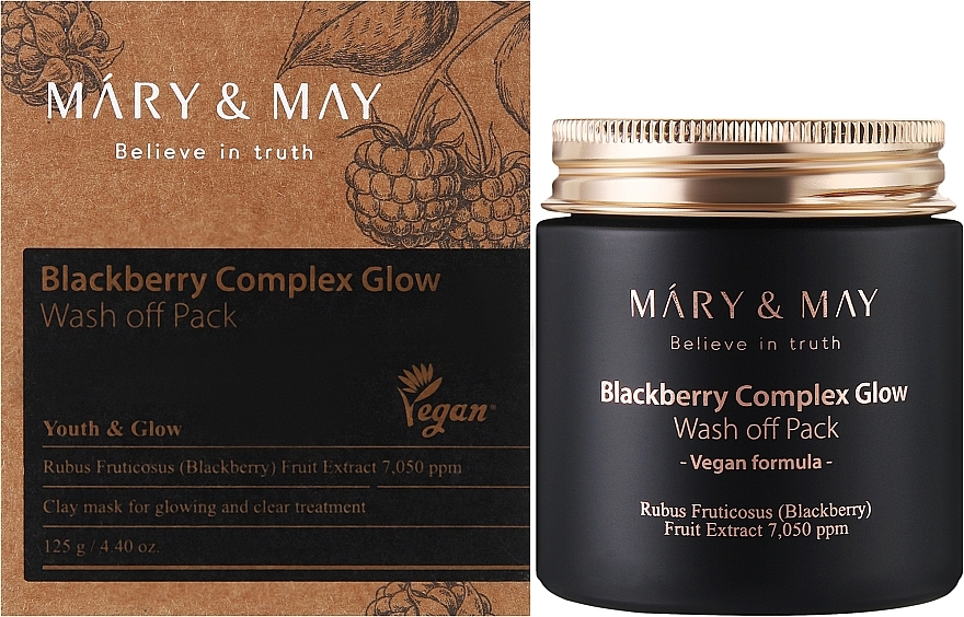 Antyoksydacyjna glinkowa maseczka do twarzy z jeżynami - Mary & May Blackberry Complex Glow Wash Off Mask — Zdjęcie N4