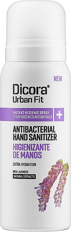 Spray do dezynfekcji rąk o zapachu lawendy - Dicora Urban Fit Protects & Hydrates Hand Sanitizer  — Zdjęcie N1