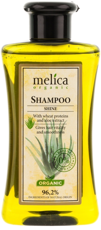 Nabłyszczający szampon do włosów z hydrolizowanymi proteinami pszenicy i ekstraktem z aloesu - Melica Organic Shine Shampoo