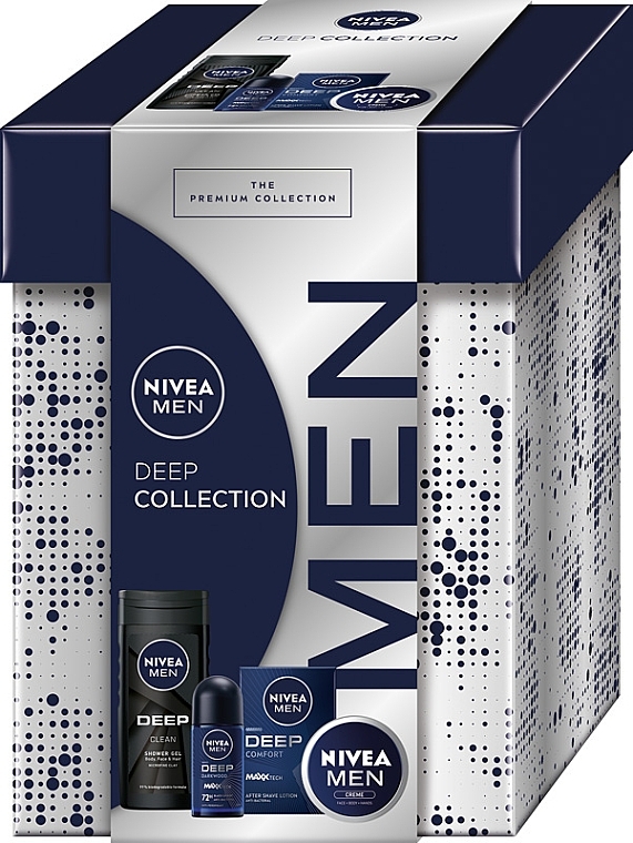 Zestaw - NIVEA MEN Deep Collection (deo/roll/50ml + sh/gel/250ml + cr/75ml + after/sh/lot/100ml) — Zdjęcie N1