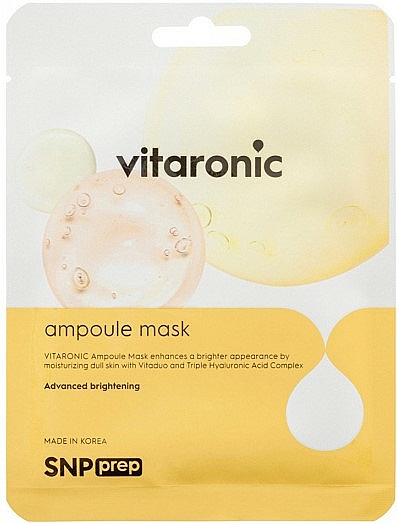 Rozświetlająca maseczka w płachcie do twarzy - SNP Prep Vitaronic Ampoule Mask
