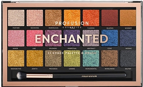 Paleta cieni do powiek - Profusion Cosmetics Enchanted 21 Shade Palette & Brush — Zdjęcie N1