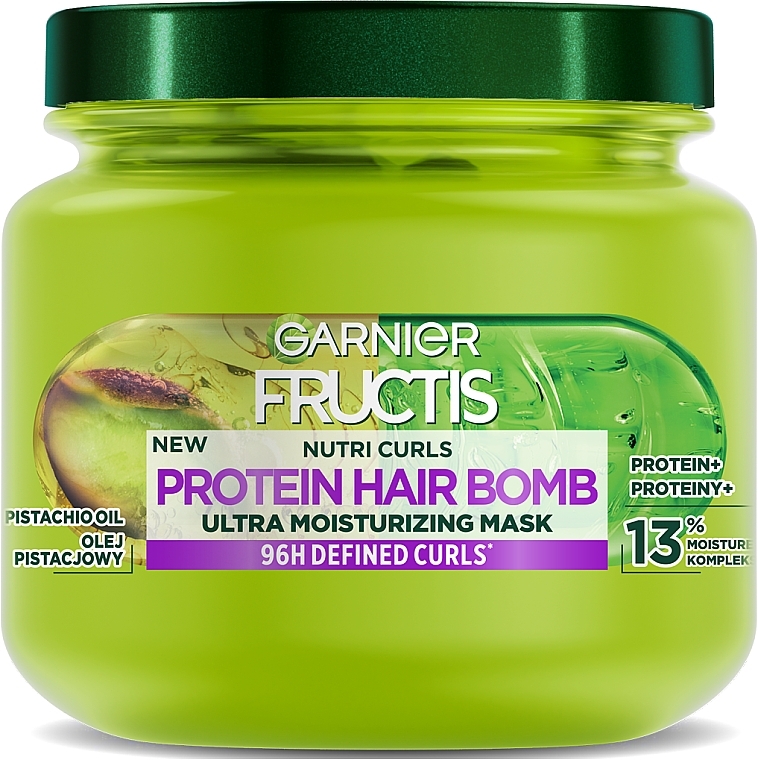 Nawilżająca maska ​​do włosów kręconych - Garnier Fructis Nutri Curls Protein Hair Bomb Ultra Moisturizing Mask