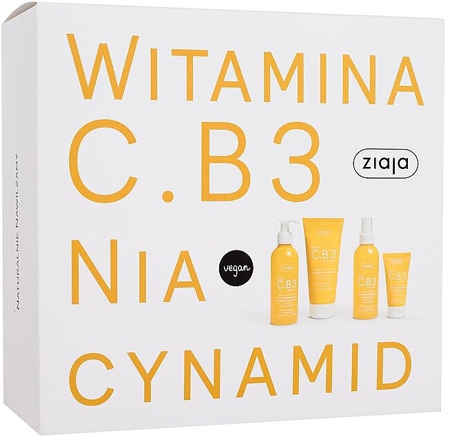 Zestaw - Ziaja Vitamin C.B3 Niacinamide Set (f/cr/50ml + f/gel/190ml + b/balm/200ml + f/tonic/190ml) — Zdjęcie N1