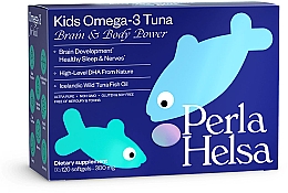 Suplement diety Kids Omega-3 z wysokim poziomem DHA, 300 mg, 120 kapsułek - Perla Helsa Kids Omega-3 Tuna Brain & Body Power Dietary Supplement — Zdjęcie N1