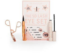 Zestaw - Makeup Revolution 5D Lash Eye Gift Set (eyelash curler/1pc + mascara/14ml + eyeliner/0.8ml) — Zdjęcie N1