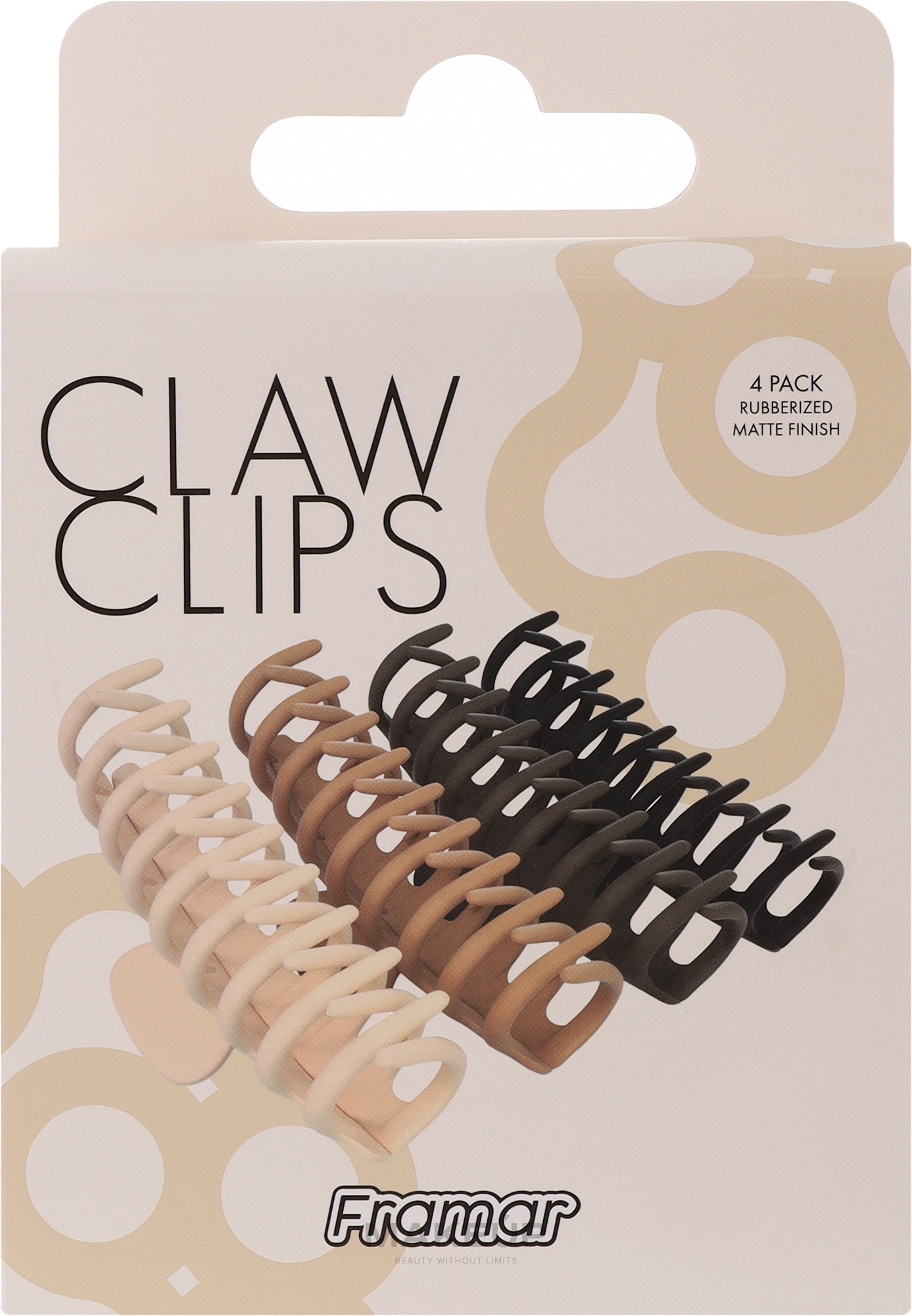 Klipsy do włosów w kolorze nude, 4 szt. - Framar Claw Clips Neutral  — Zdjęcie 4 szt.