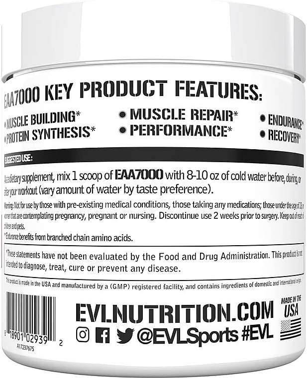 Aminokwas EAA 7000, arbuz - EVLution Nutrition EAA 7000 Watermelon Splash — Zdjęcie N4