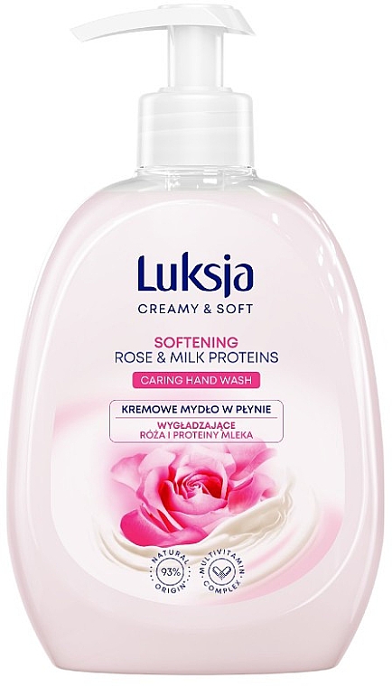 Kremowe mydło w płynie Róża i proteiny mleka - Luksja Creamy & Soft Softening Rose & Milk Proteins Caring Hand Wash — Zdjęcie N1