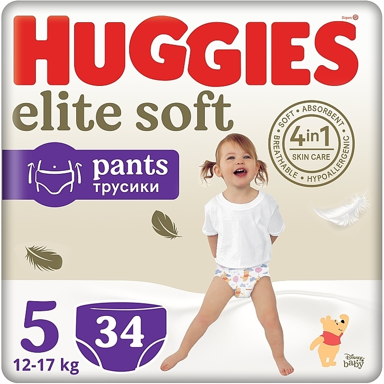 Pieluchomajtki Elite Soft Pants, rozmiar 5, 12-17 kg, 34 szt. - Huggies — Zdjęcie N1