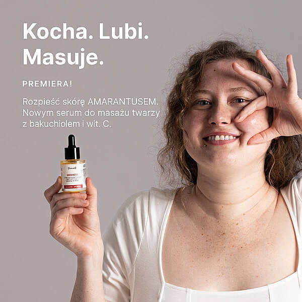 Liftingujące serum do masażu twarzy, szyi i dekoltu z amarantusem, bakuchiolem i witaminą C - Iossi — Zdjęcie N3