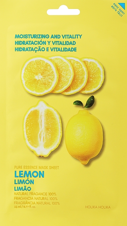 Maska do twarzy z ekstraktem z cytryny - Holika Holika Pure Essence Mask Sheet Lemon