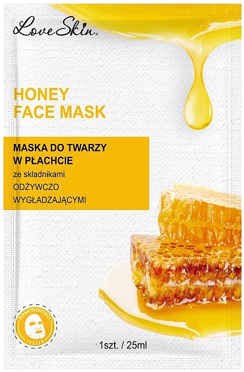 Maska do twarzy w płachcie z ekstraktem z miodu i kwasem hialuronowym - Love Skin Honey Face Mask — Zdjęcie N1