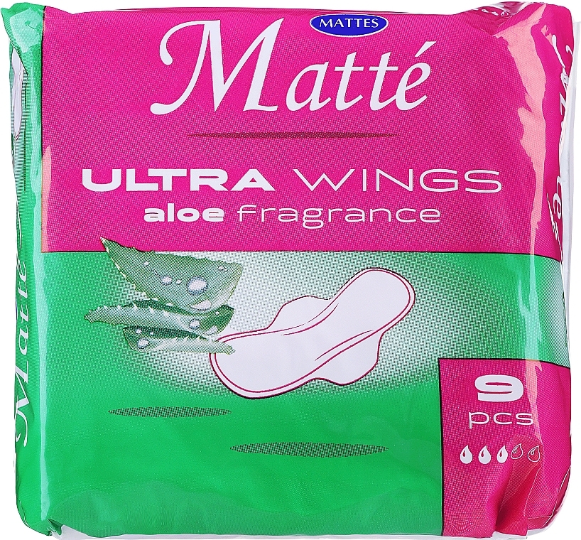Podpaski higieniczne ze skrzydełkami, 9 szt. - Mattes Ultra Wings Aloe — Zdjęcie N1