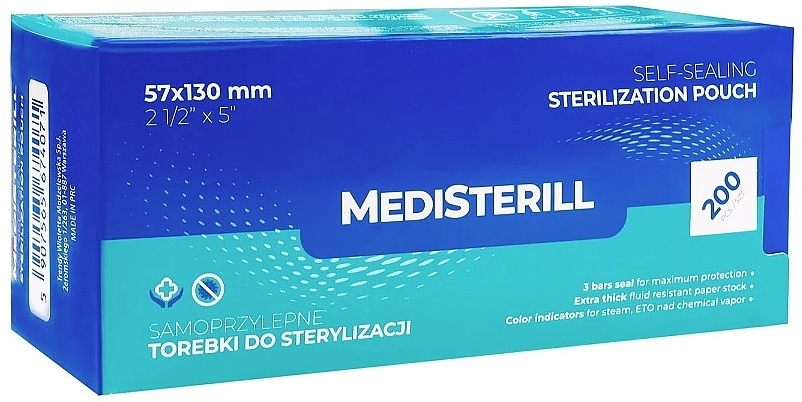 Torebki do sterylizacji narzędzi w autoklawie 5,7 x 13 cm, 200 szt. - MediSterill Self-Sealing Sterelization Pouch — Zdjęcie N1