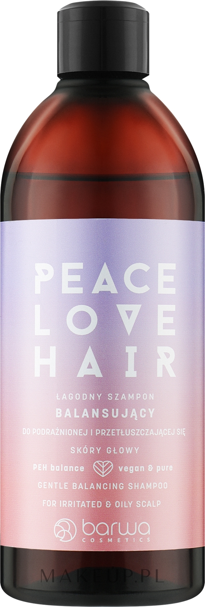 Delikatnie równoważący szampon do podrażnionej i przetłuszczającej się skóry głowy - Barwa Peace Love Hair — Zdjęcie 480 ml