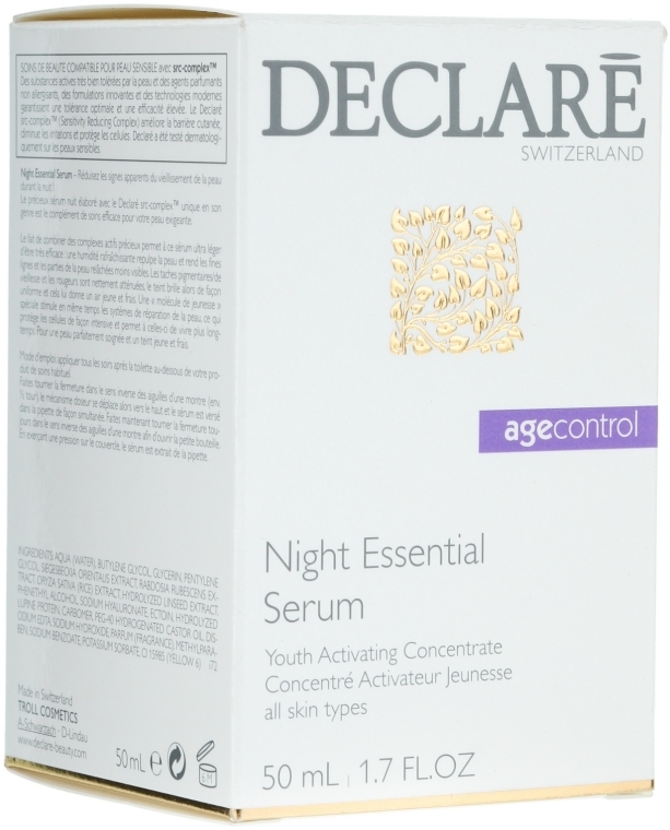 Regenerujące serum do twarzy na noc - Declare Age Control Night Repair Essential Serum