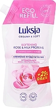 Kremowe mydło do mycia rąk Róża i proteiny mleka - Luksja Creamy & Soft Softening Rose & Milk Proteins Caring Hand Wash 68 % Less Plastic (wymienny wkład) — Zdjęcie N2