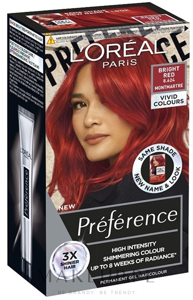 PRZECENA! Farba do włosów - L'Oreal Paris Preference Vivid Colours * — Zdjęcie 8.624 - Bright Red