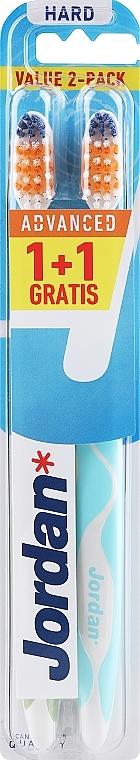 Szczoteczka do zębów, twarda, oliwkowa + jasnoniebieska - Jordan Advanced Toothbrush — Zdjęcie N1