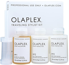 Kup PRZECENA! Podróżny zestaw do ochrony włosów podczas farbowania - Olaplex Traveling Stylist Kit (con 100 ml + 2 x elixir 100 ml) *