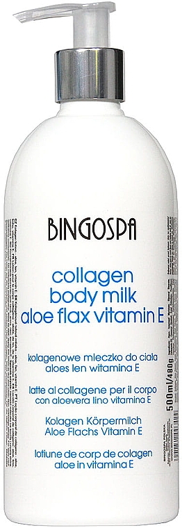 Kolagenowe mleczko do ciała z aloesem, lnem i witaminą E - BingoSpa Collagen Body Lotion With Aloe