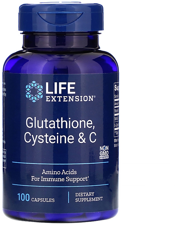 Kompleks witamin L-Glutation, L-Cysteina i witamina C - Life Extension Glutathione, Cysteine & C — Zdjęcie N1