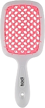 Szczotka do włosów, biała z jasnoróżowymi zębami - Kodi Professional Soft Touch Hairbrush — Zdjęcie N1