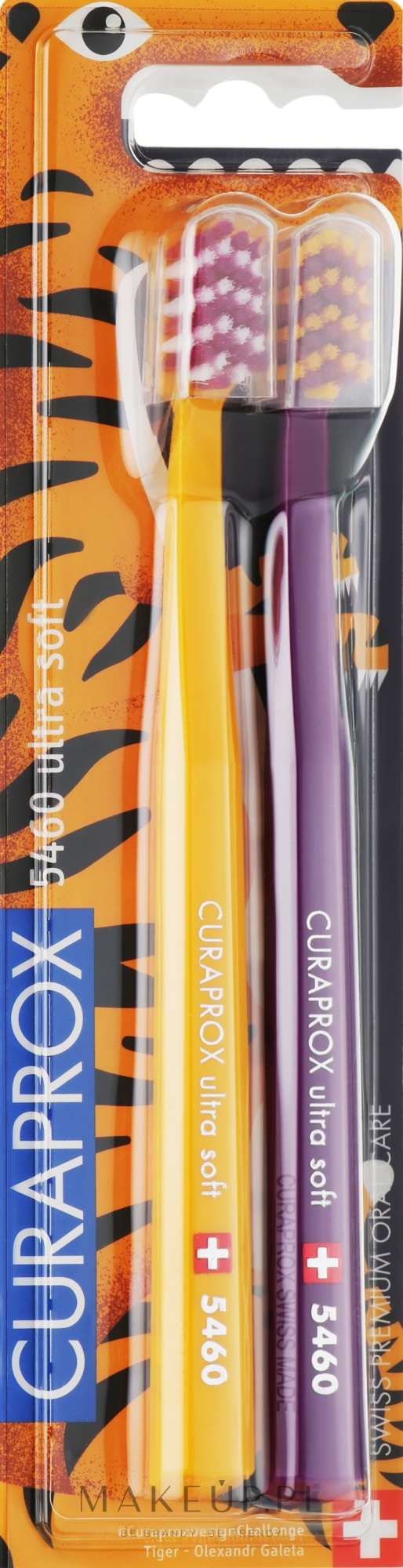 Zestaw szczoteczek do zębów Tiger Edition, 2 szt , żółta + fioletowa - Curaprox Ultra Soft CS 5460 — Zdjęcie 2 szt.