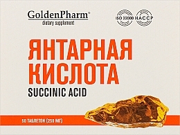 Suplement diety Kwas bursztynowy - Golden Pharm — Zdjęcie N1