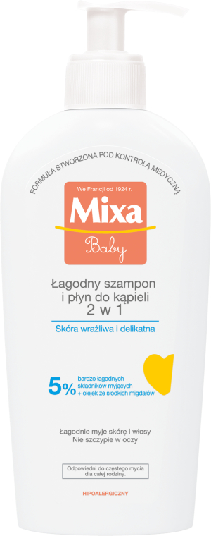 Łagodny szampon i płyn do kąpieli 2 w 1 - Mixa Baby Gel for Body & Hair
