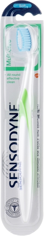 Miękka szczoteczka do zębów, biało-zielona - Sensodyne Multicare Soft