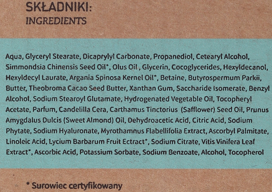 Nawilżający krem do twarzy Masło kakaowe i kwas hialuronowy - Be Organic — Zdjęcie N3