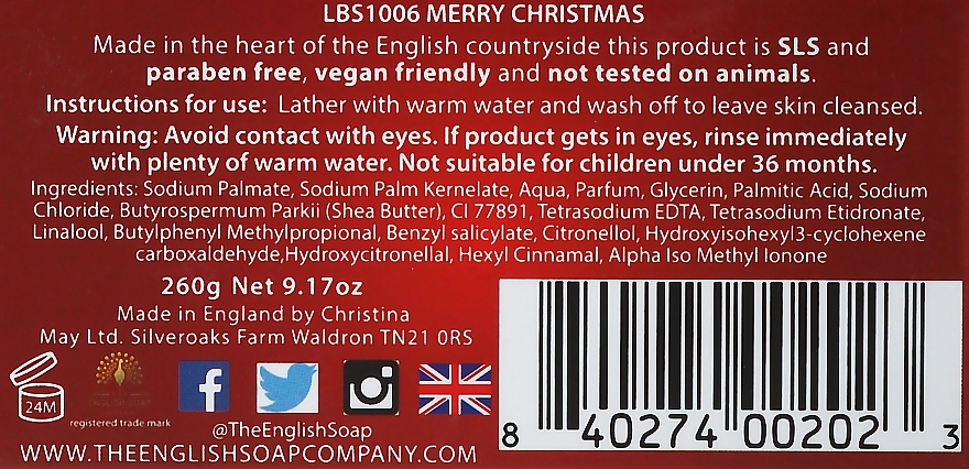 Świąteczne mydło w pudełku prezentowym - The English Soap Company Merry Christmas Soap — Zdjęcie N2