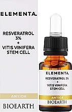Antyoksydacyjne serum do twarzy - Bioearth Elementa Antiox Resveratrol 3% + Vitis Vinifera Stem Cell — Zdjęcie N2