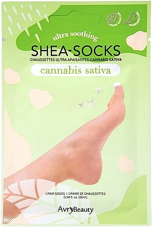 Skarpety do pedicure z masłem shea i konopiami - Avry Beauty Shea Socks Cannabis Sativa — Zdjęcie N1