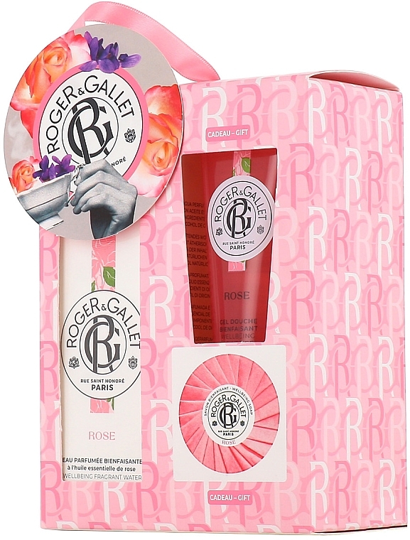 PRZECENA! Zestaw (aroma/water 100 ml + sh/gel 50 ml + soap 50 g) - Roger&Gallet Rose Wellbeing Fragrant Water * — Zdjęcie N3