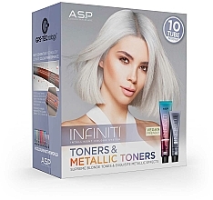 Zestaw do włosów farbowanych - Affinage Salon Professional Infiniti Toners/Metallic Toners Intro Kit (hair/dye/4x100 ml + 6/60 ml + converter/2x250 ml + h/cond/10 ml + h/shm/10 ml) — Zdjęcie N1