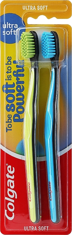 Zestaw ultramiękkich szczoteczek do zębów, 2 szt., jasnozielona + niebieska - Colgate Ultra Soft — Zdjęcie N1