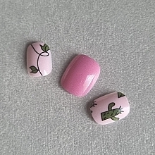 Samoprzylepne paznokcie dla dzieci, 972 Flamingi i kaktus, 12 szt. - Deni Carte Tipsy Kids  — Zdjęcie N5