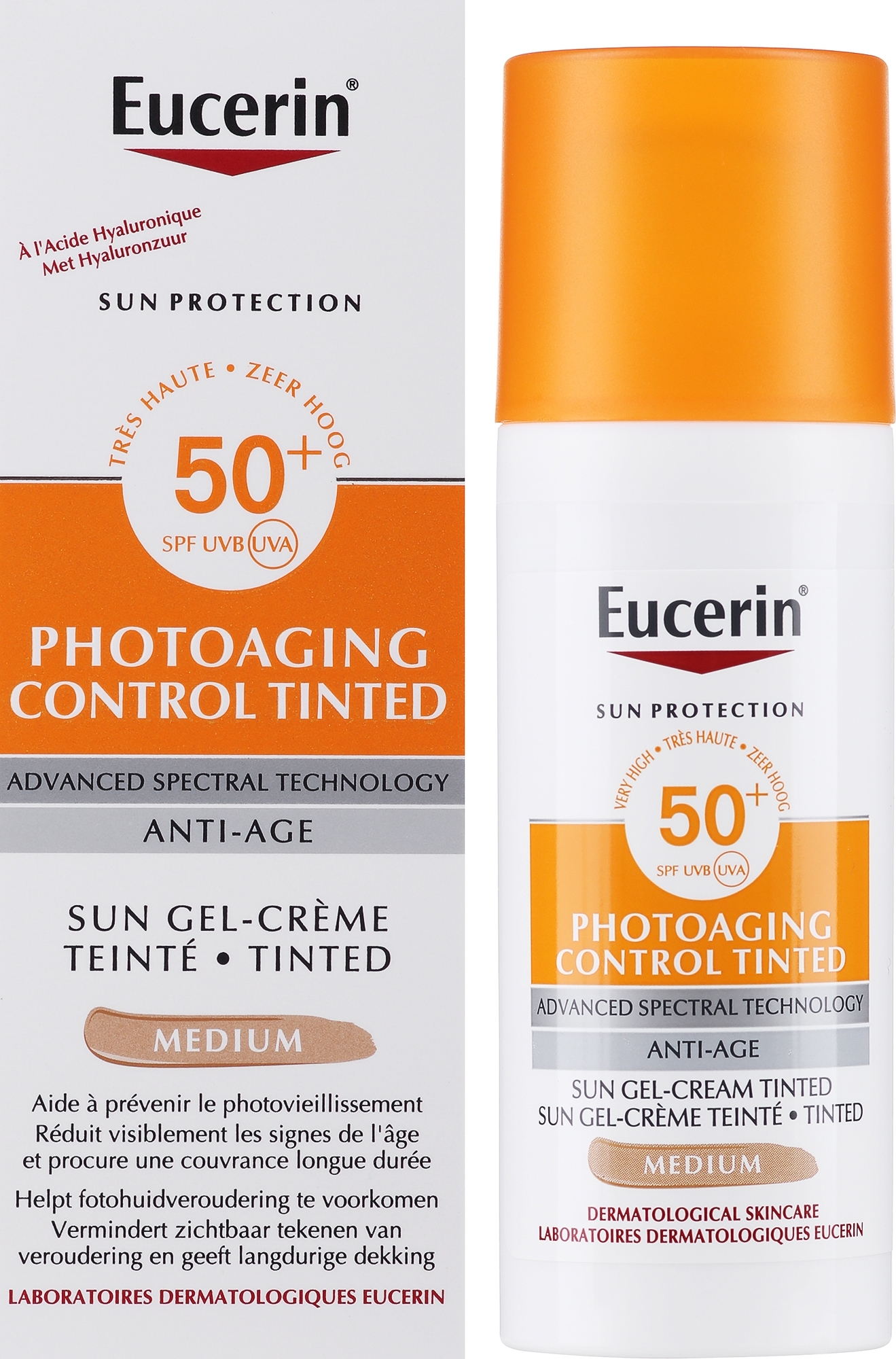 Żel-krem tonujący do twarzy SPF 50+ - Eucerin Photoaging Control Tinted Sun Gel-Cream SPF50+ Medium — Zdjęcie 50 ml