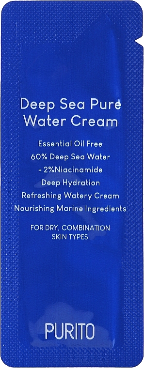 Nawilżający krem do twarzy z wodą morską - Purito Deep Sea Pure Water Cream (próbka) — Zdjęcie N1