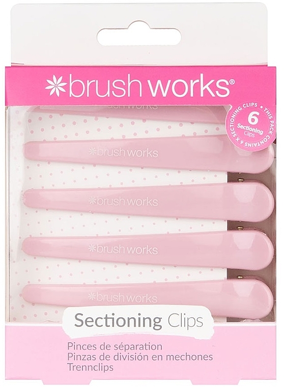 Spinki do włosów, różowe, 6 sztuk - Brushworks Sectioning Clips — Zdjęcie N1