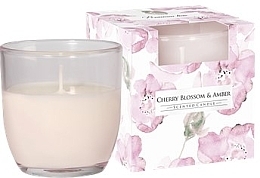 Kup Świeca zapachowa w szkle Kwiat wiśni i bursztyn - Bispol Premium Line Scented Candle 