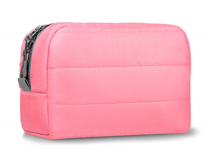 Pikowana kosmetyczka, różowa - MAKEUP Cosmetic Bag Pink — Zdjęcie N1